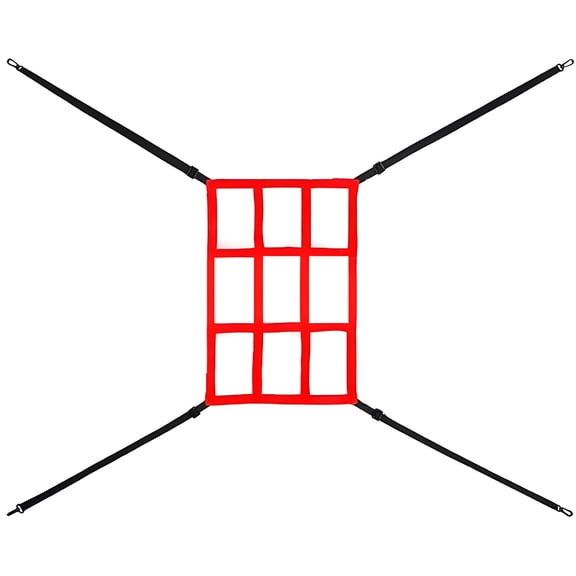 Baseball Pitching Target Net, Adjustable Red 9-Hole Design for Ball Speed and Accuracy Control, Polyester Material Practice Tool