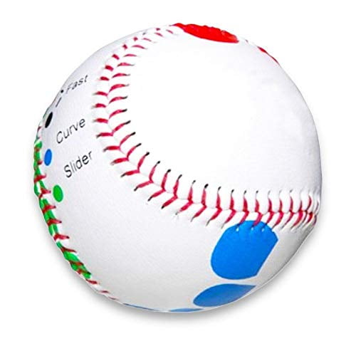 Baseball Pitching Trainer Pitch Training Ball with Detailed Colored Grip Instructions, Single Ball