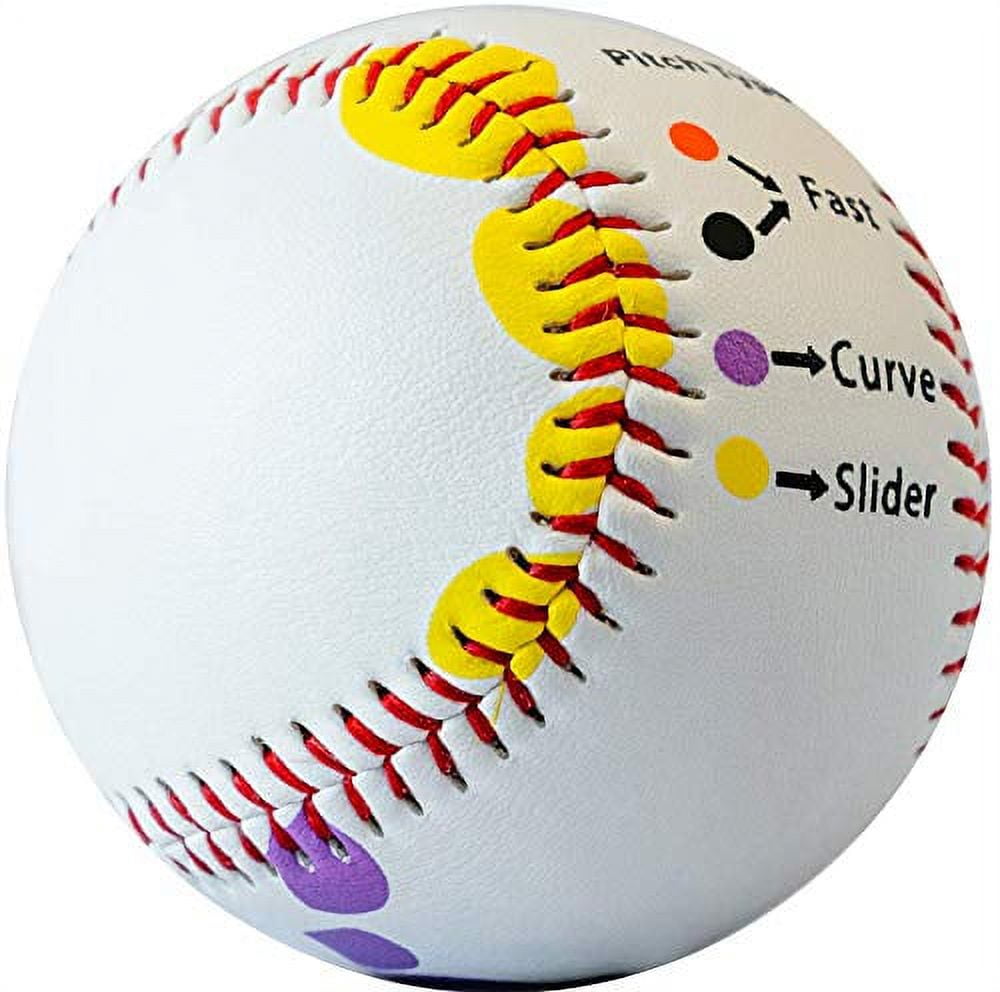 Baseball Pitching Trainer Pitch Training Ball with Detailed Colored Grip Instructions, Single Ball