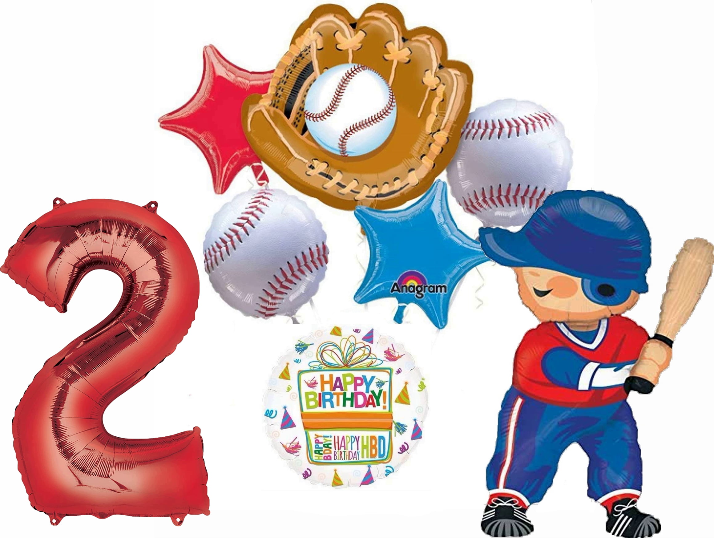 Baseball Player 2nd Birthday Party Supplies Balloon Bouquet Decorations