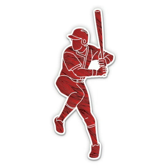 Baseball Player - 3" Vinyl Sticker - For Car Laptop Water Bottle Phone - Waterproof Decal