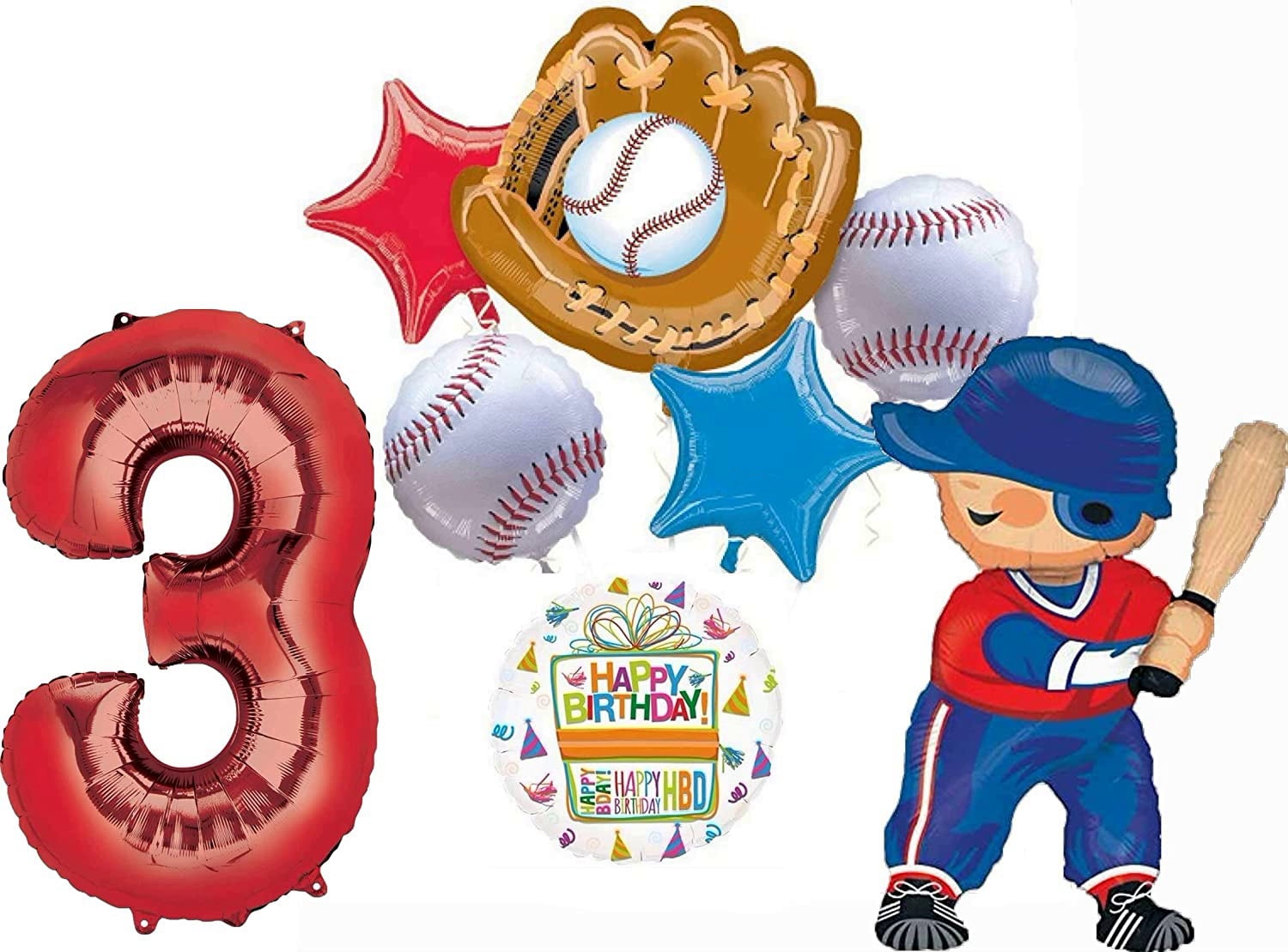 Baseball Player 3rd Birthday Party Supplies Balloon Bouquet Decorations