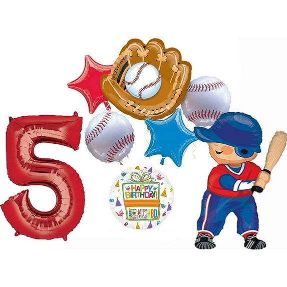 Baseball Player 5th Birthday Party Supplies Balloon Bouquet Decorations