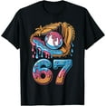thumbnail image 1 of Baseball Player 67 Number 67th Sports Ice Cream Drip T-Shirt, 1 of 8