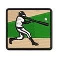 thumbnail image 1 of Baseball Player Batter Hitting Ball Applique Multi-Color Embroidered Iron-On Patch - 2.5 Inch Small, 1 of 5