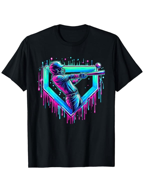 Baseball Player Drip Boys Dripping Ice Cream T-Shirt, T-Shirt for Kids Youth, 180gsm, 100% Cotton