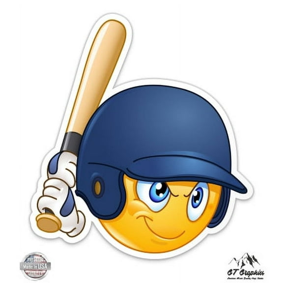 Baseball Player Emoji - 5" Vinyl Sticker - For Car Laptop I-Pad - Waterproof Decal
