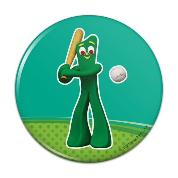 Baseball Player Gumby Pinback Button Pin