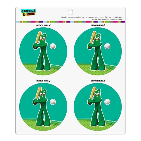 Baseball Player Gumby Refrigerator Fridge Locker Vinyl Circle Magnet Set