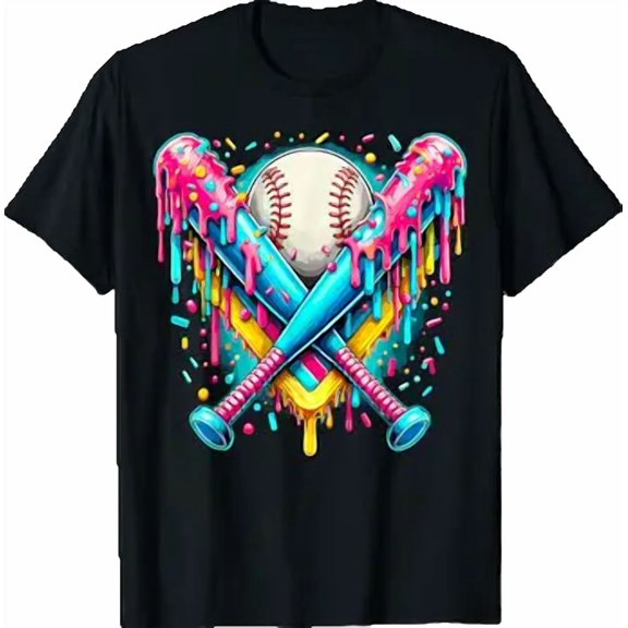 Baseball Player Ice Cream Funny Drip T-Shirt