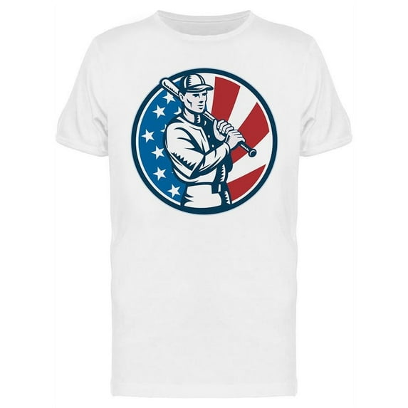 Baseball Player Inside A Circle T-Shirt Men -Image by Shutterstock, Male Small