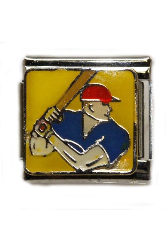 Baseball Player Italian Link Bracelet Charm