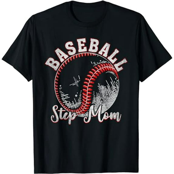 Baseball Player Matching Family Baseball Step Mom T-Shirt