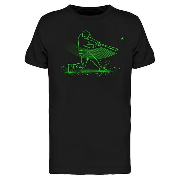 Baseball Player Neon Style T-Shirt Men -Image by Shutterstock, Male Small