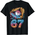 thumbnail image 1 of Baseball Player Number 67 Sport Ice Cream Drip Youth Kids Trend Art Unisex T-Shirt, up to size 5XL, 1 of 2