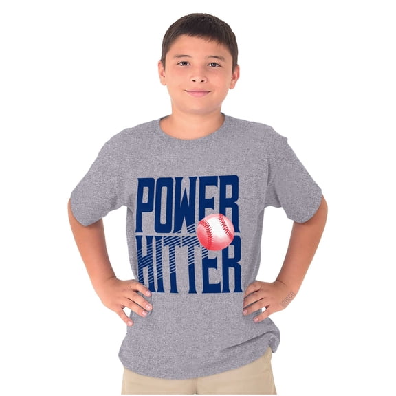 Baseball Player Power Hitter Fan Boys Kids T Shirt Tees Tops Teen Brisco Brands L