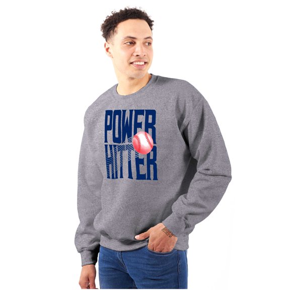 Baseball Player Power Hitter Fan Men's Big & Tall Crewneck Sweatshirt Brisco Brands 2X