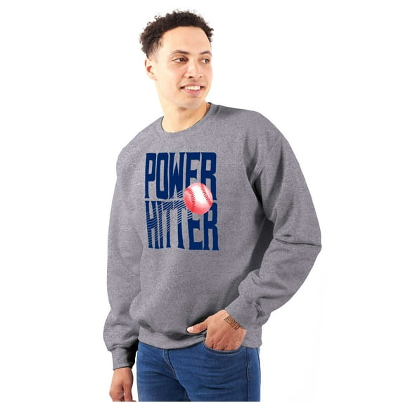 Baseball Player Power Hitter Fan Men's Crewneck Sweatshirt Brisco Brands L