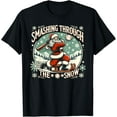 thumbnail image 1 of Baseball Player Santa, Smashing Through The Snow T-Shirt Tshirt All Size S-5XL, 1 of 5