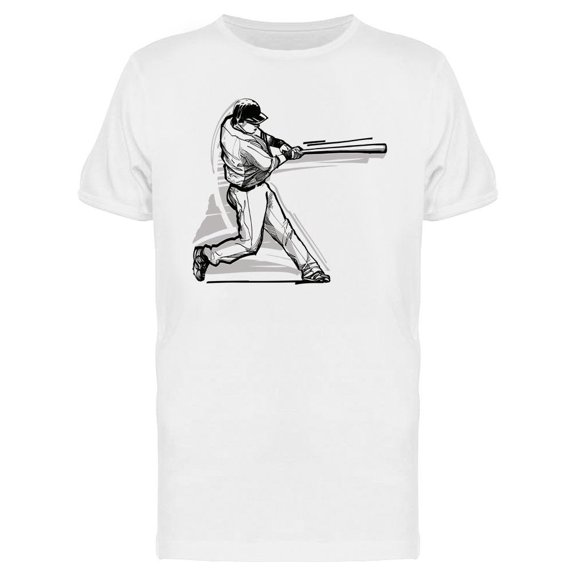 Baseball Player Sketch Design T-Shirt Men -Image by Shutterstock, Male 3X-Large