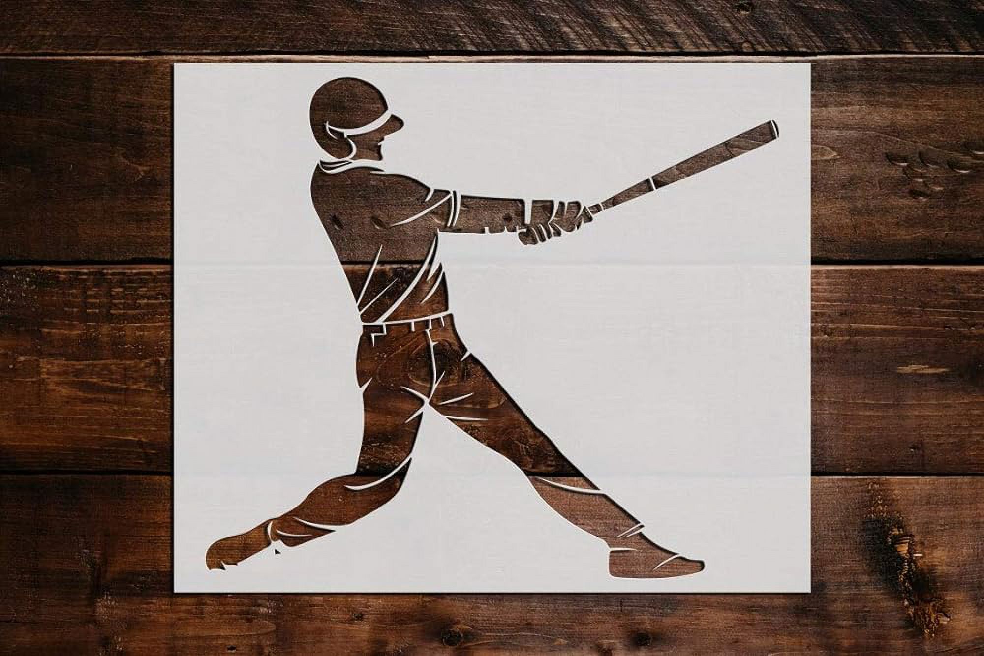 Baseball Player Stencil DIY Reusable Craft And Painting Wall Stencils