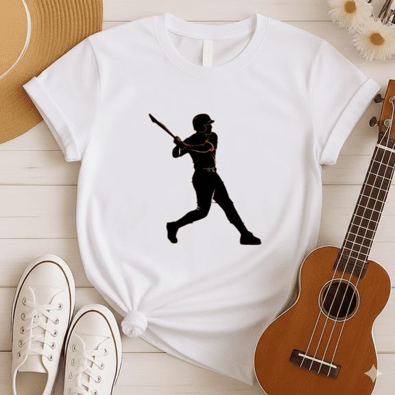 Baseball Player Swing Silhouette Glow T-shirt, for men & women, S-5XL