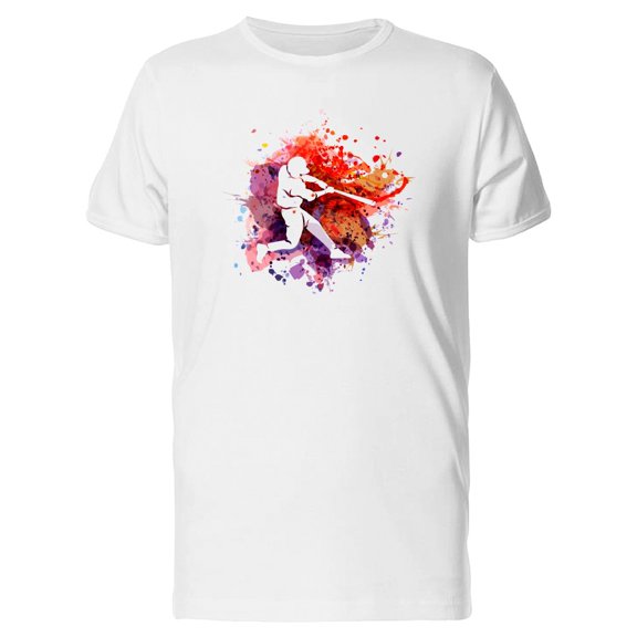 Baseball Player Swingin Paint T-Shirt Men -Image by Shutterstock, Male Small