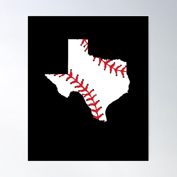 Baseball Player Texas State Map Gift Poster Wall Art, Modern Wall Decor For Living Room Bedroom, 12x18 UNFRAMED