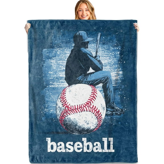 Baseball Player Throw Blanket,60x50 Inchin,Soft,Lightweight Flannel,Sport Baseball Cool Blankets Gifts for Kids Women Men,for Couch Office Travel,Home Living Room Athletic Gaming Decor