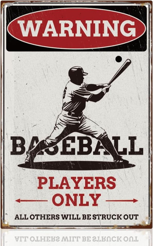 Baseball Players Only Warning Sign Baseball Wall Decor Vintage Metal ...