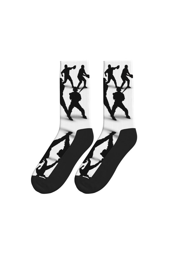 Baseball Players Pattern Colorful Athletic Crew Novelty Socks For Men Women