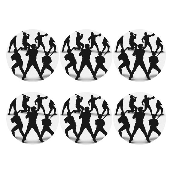 Baseball Players Pattern Leather Drink Coasters for Drinks (6 Pack) for Tabletop Protection Round Shape