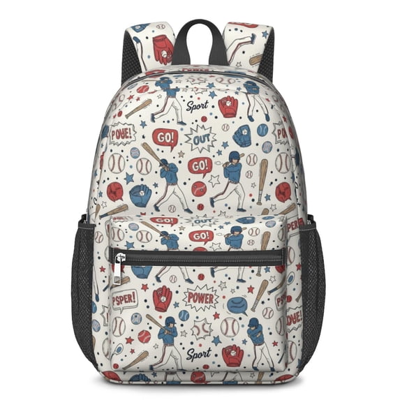 Baseball Players and Speech Bubbles 17" School Backpacks for Teens,Waterproof Oxford Fabric,S-Shape Padded Straps for School,Travel,Hiking,Camping