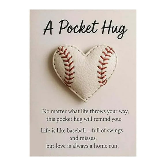 Baseball Pocket Hug Heart Shaped Baseball Pocket Collectible For Players & Fans Inspirational With Card Sports Themed Encouragement Stick Design