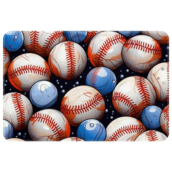 Baseball Polyester Non-Slip Outdoor Carpet Door Mat - Machine Washable Door Rugs