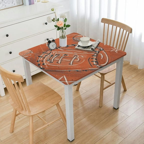 Baseball Polyester Square Tablecloth,Softball Pattern Printed Washable Table Cloth Cove,for Square Table, Parties, Holiday Dinner, Wedding &amp; More