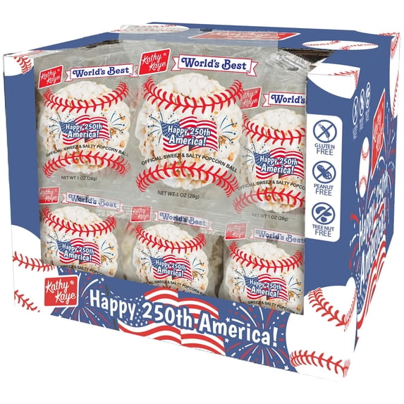 Kathy Kaye, Baseball Popcorn Balls, 18 Count, 1 Ounce per Ball ...