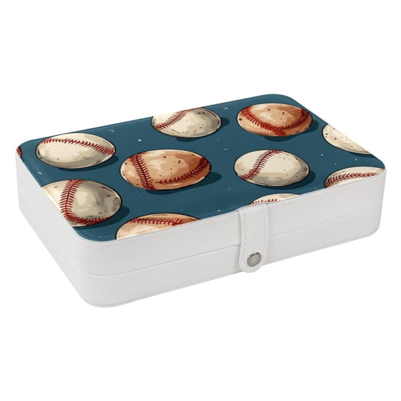 Baseball Portable PU Leather Jewelry Organizer Box with Removable Compartment