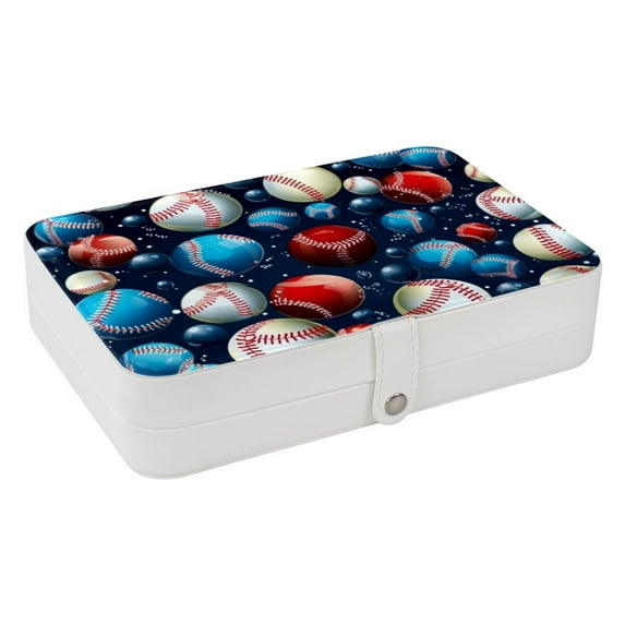 Baseball Portable PU Leather Jewelry Organizer with Removable Compartment, Bracelet Holder, Earring Organizer, and Jewelry Boxes