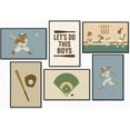 thumbnail image 1 of Baseball Poster Canvas, Baby Boy Sports Nursery Wall Art, Cute Animal Rabbit Bear Athletes Pictures, Let's Do This Boys Charming Quote Print, Kids Bedroom Baseball Field Art 8x12in Unframed, 1 of 4