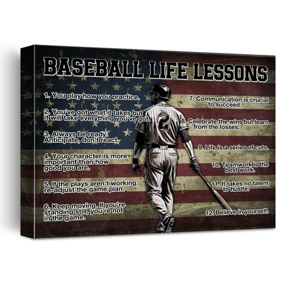 Baseball Poster Canvas Wall Art for Living Room Bedroom Home Decor, Baseball Life Lessons Motivational Canvas poster