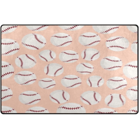 Baseball Print Area Rugs Colorful Large Non-Slip Floor Mat Decorative Carpets Doormat for Kitchen Living Dining Dorm Playing Room Bedroom 60 x 39inch