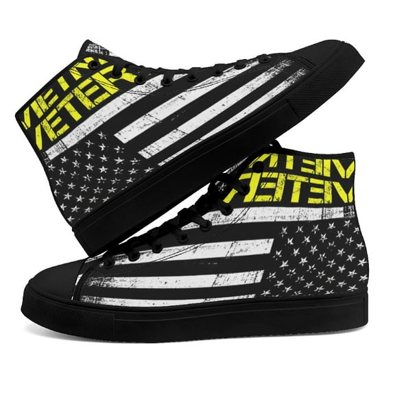 Vietnam Veterans High Top Canvas Shoes Sneakers Black Size 10