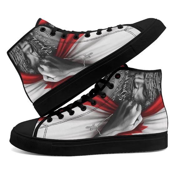 Christian High Top Canvas Shoes Sneakers Black Size 10