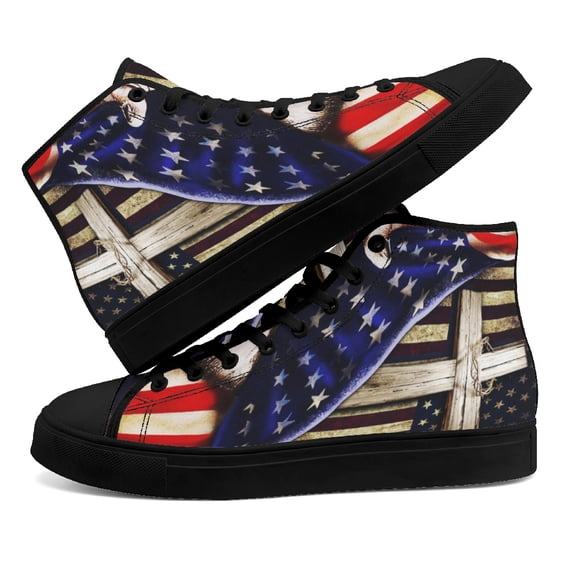 Christian Cross High Top Canvas Shoes Sneakers Black Size 11