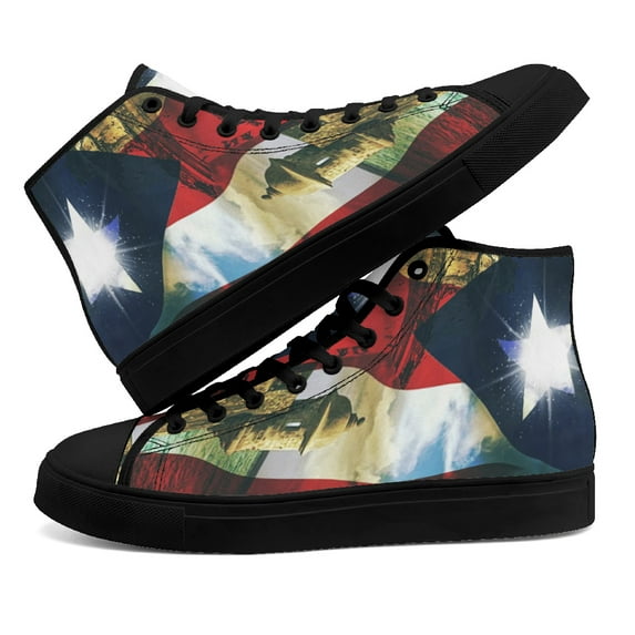 Boricua Puerto Rico High Top Canvas Shoes Sneakers Black Size 12