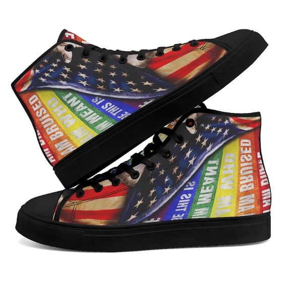 Lgbt Pride American High Top Canvas Shoes Sneakers Black Size 7.5