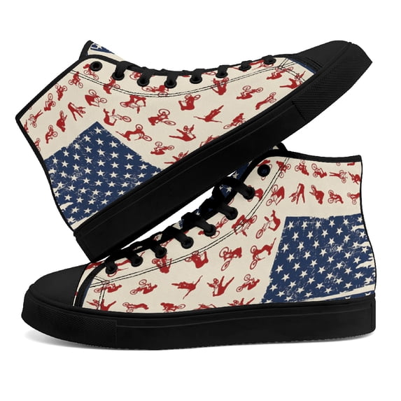 Bicycle Motocross High Top Canvas Shoes Sneakers Black Size 7.5