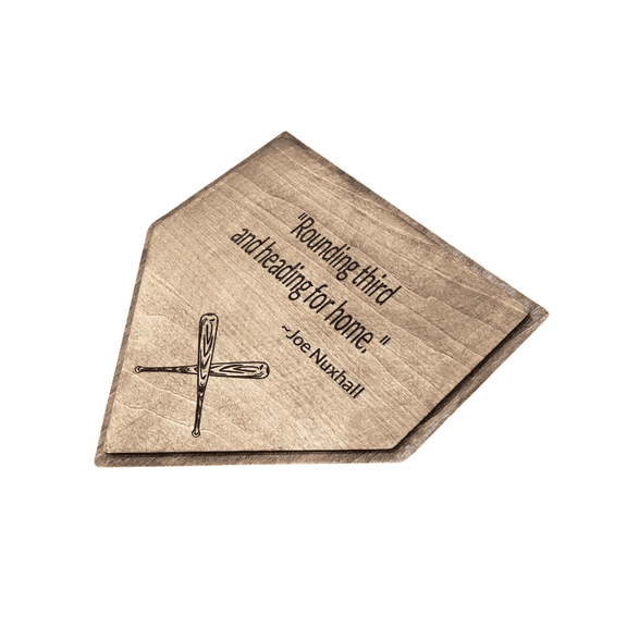 Baseball Quote Wood Sign with Wall Mount, Joe Nuxhall 'Rounding Third and Heading for Home', Home Decor Plaque, 11.5x10.9