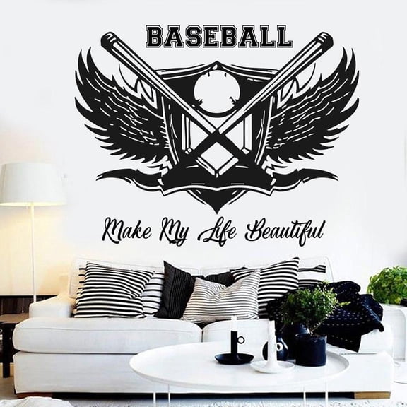 Baseball Quotes Wall Decal Baseball Sign Wall Stickers Baseball Stickers Vinyl Kids Room Home Room Decoration Accessories 42x33cm